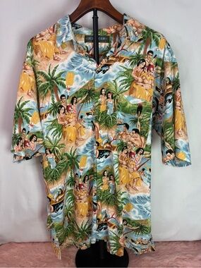 N. E. Wear - Vintage Hawaiian Button-Up Shirt in Multi-Color - Size XL